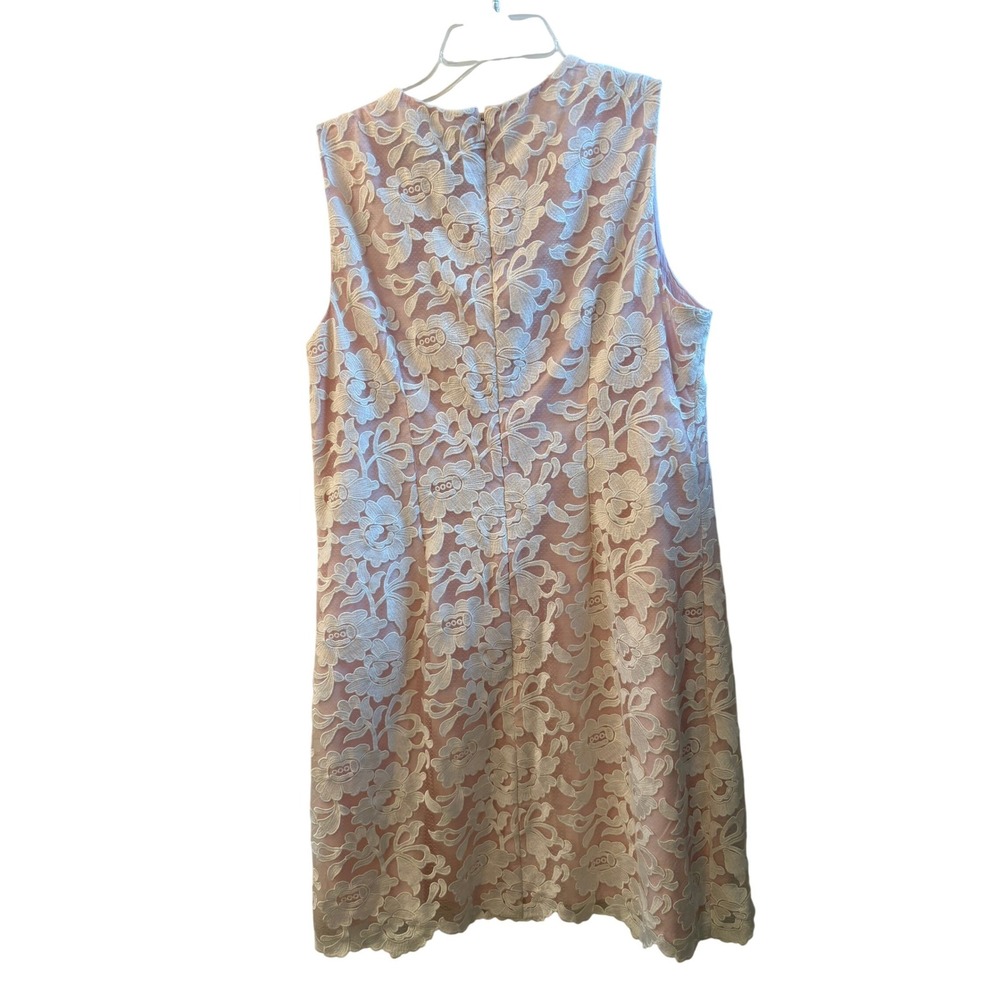 Karl Lagerfeld Paris Pink White Floral Lace Sleeveless Shift Dress Womens 12 - Picture 2 of 9